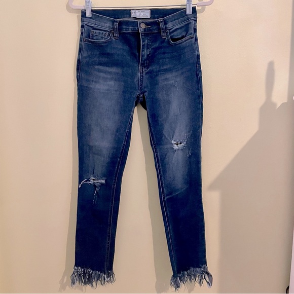 Free People Great Heights Frayed Skinny Worn Indigo - Picture 3 of 4